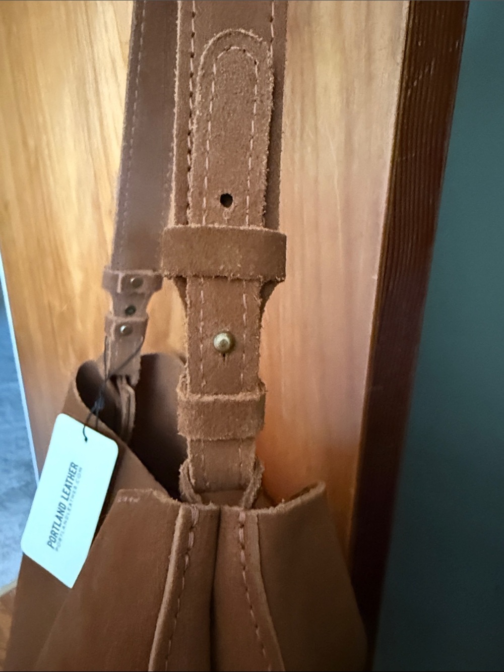 Portland Leather Suede Shoulder Hobo in Chestnut - Picture 5 of 5